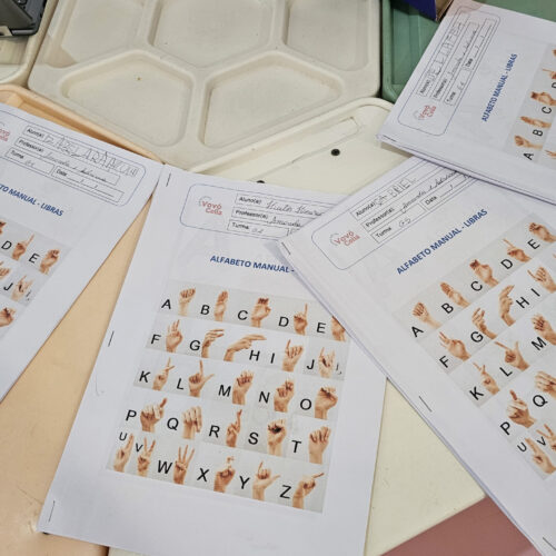 Material de ensino usado no espaço pedagógico